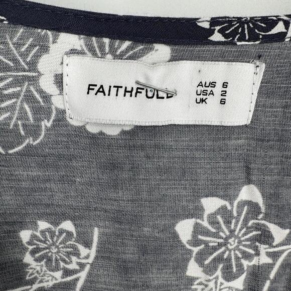 Faithfull the Brand dress 2 navy blue wrap festival lightweight summer wedding - Picture 3 of 6